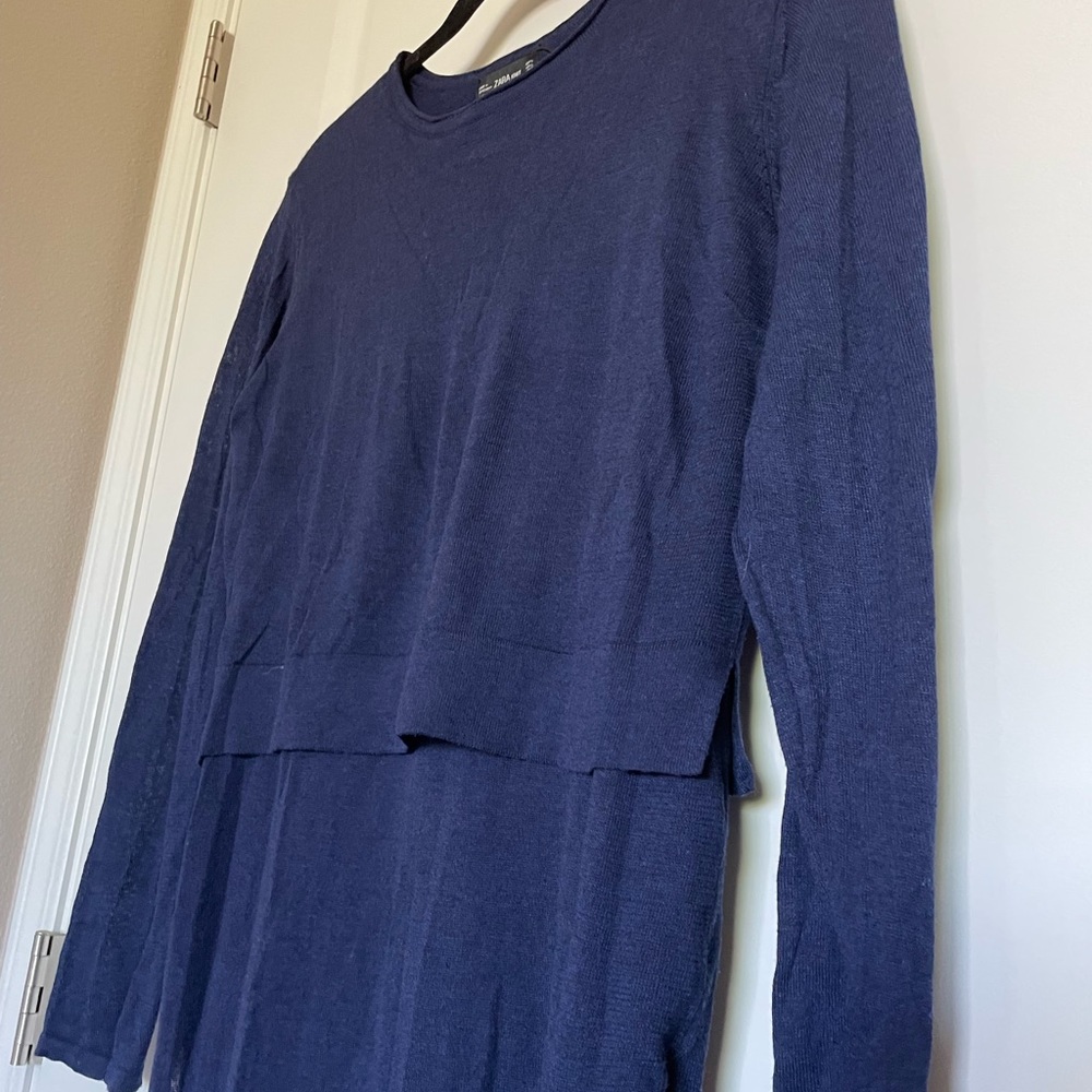 Zara Basics Navy Layered Knit Tunic (Size L)